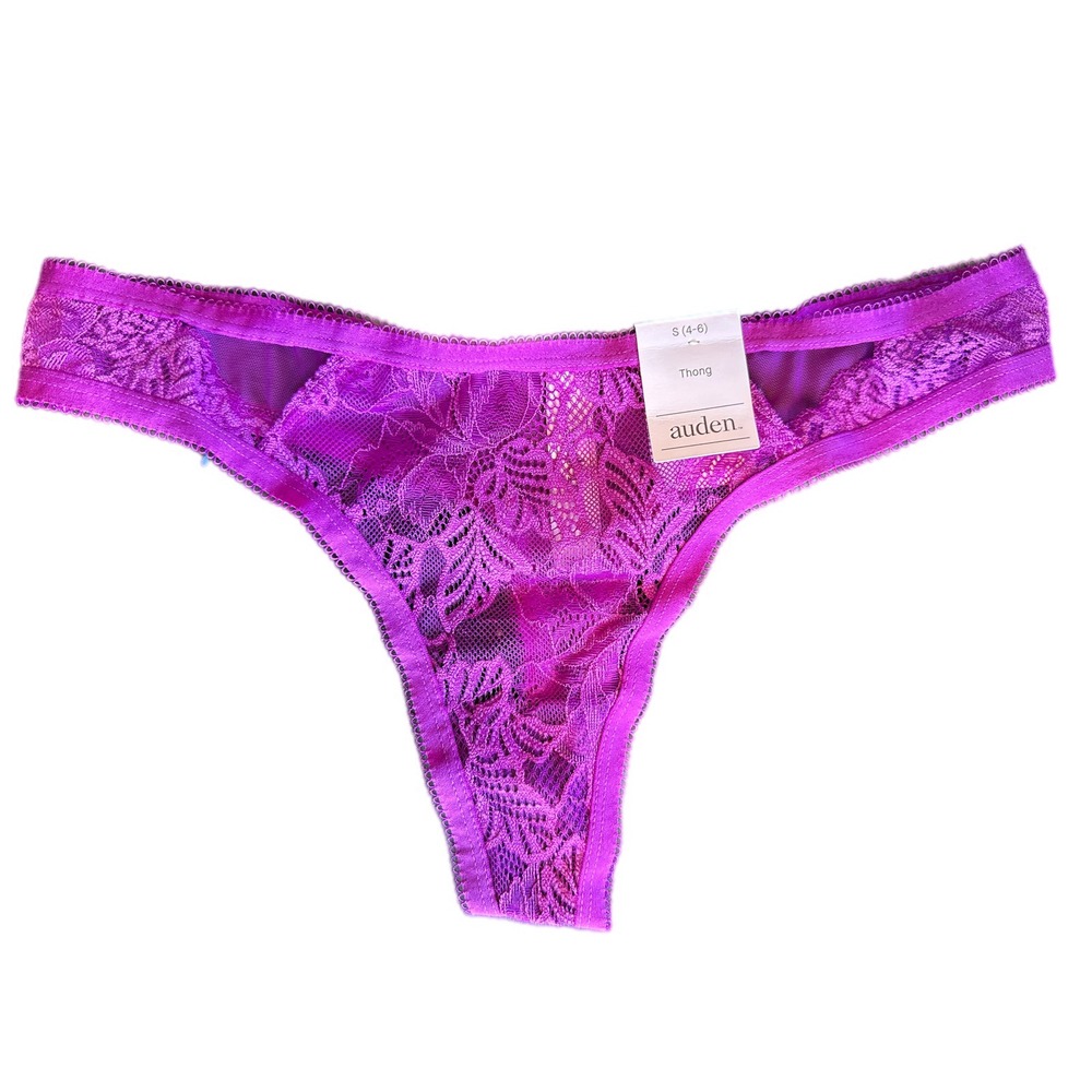 Auden Womens Purple Lace Thong Panty Size S 4 6 New With Tags